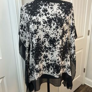 Talbots Black and‎ White Floral Blouse
